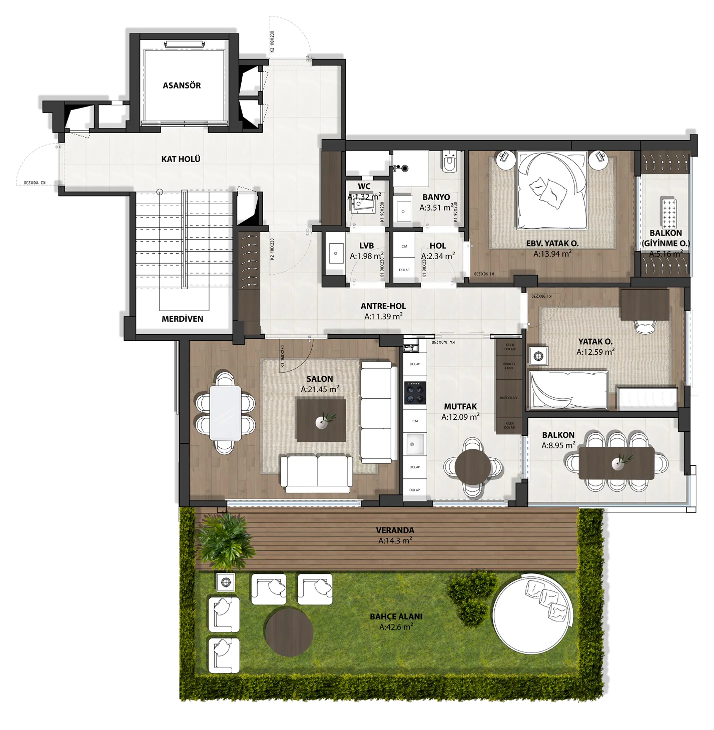 2+1 Klasik Zemin Bahçe - Marker Görseli